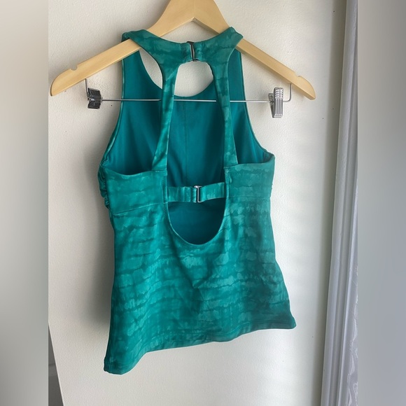 Athleta Maldives Printed Tankini in Green - 32 B/C Women’s Swim Top Teal Beach - Picture 3 of 7